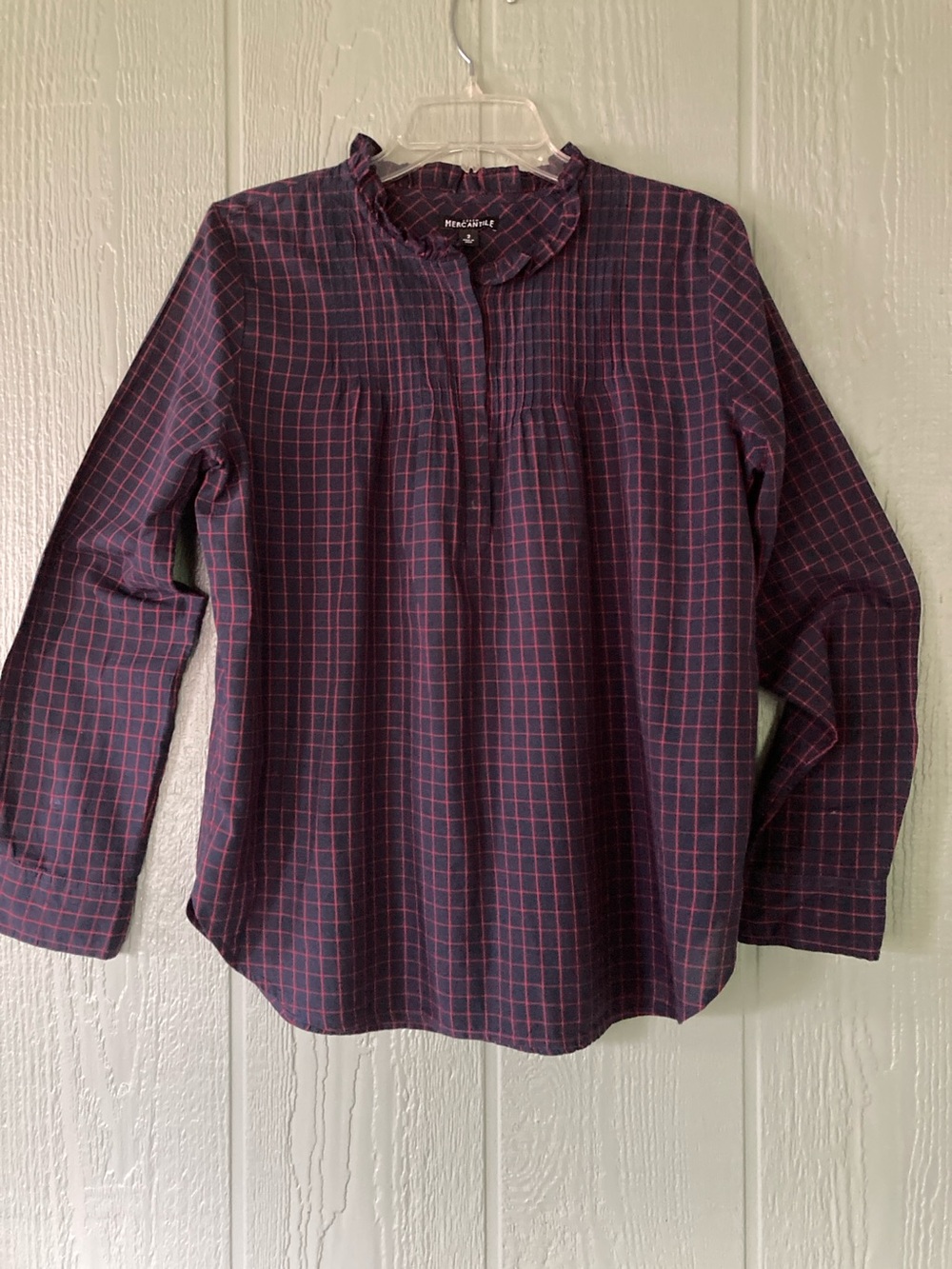 J. Crew Mercantile Size 2 long sleeve plaid pullover top